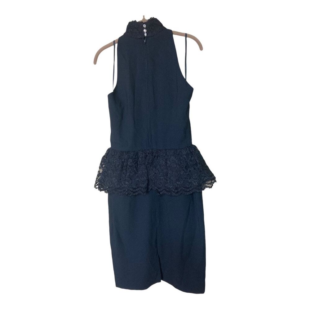 Black Sleeveless Dress with Lace Peplum Morton Myles‎ Sz 8